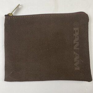 Vintage Pan Am Travel Toiletries Brown Zipper Bag